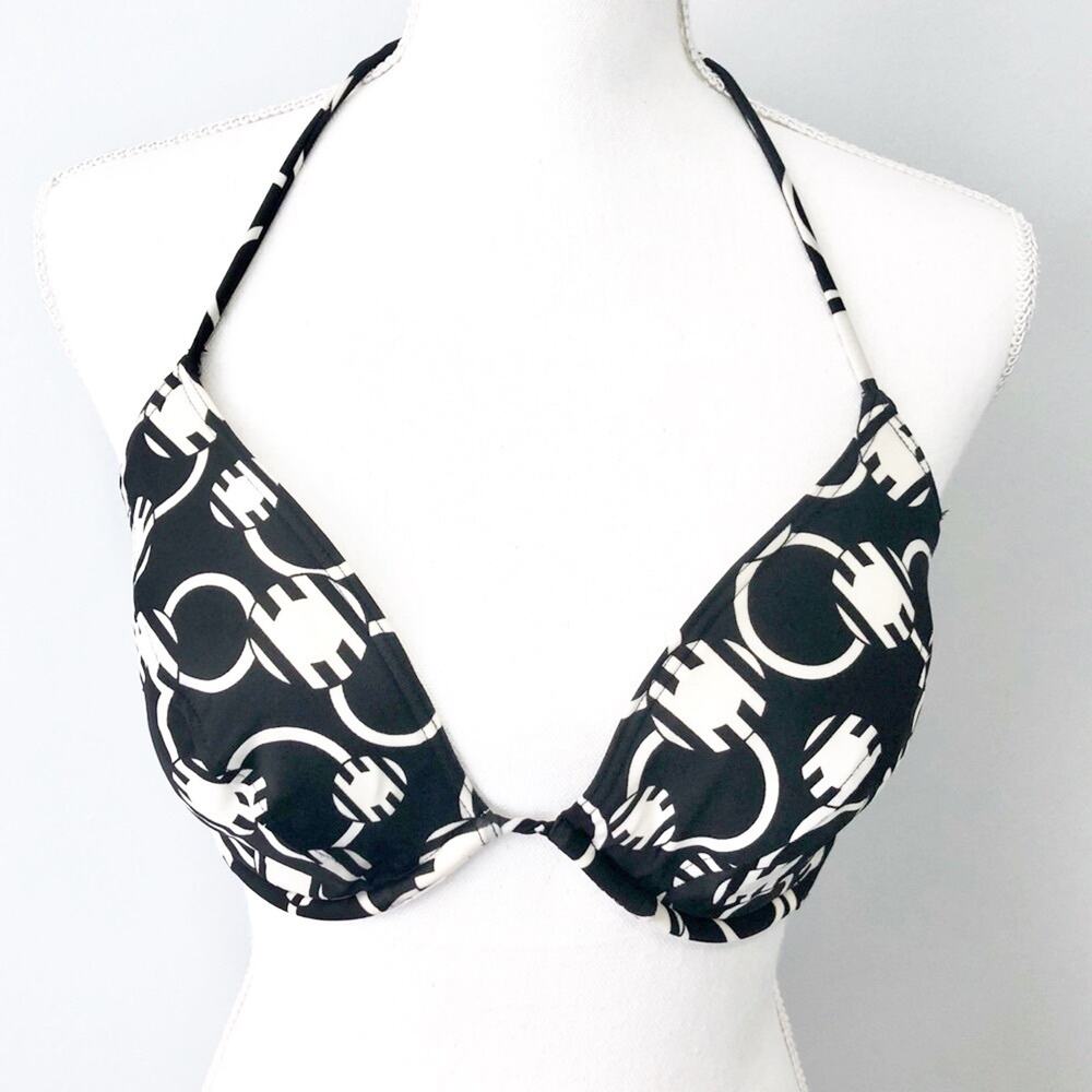 Victoria Secret Black white patterned underwire bikini top 36D swim
